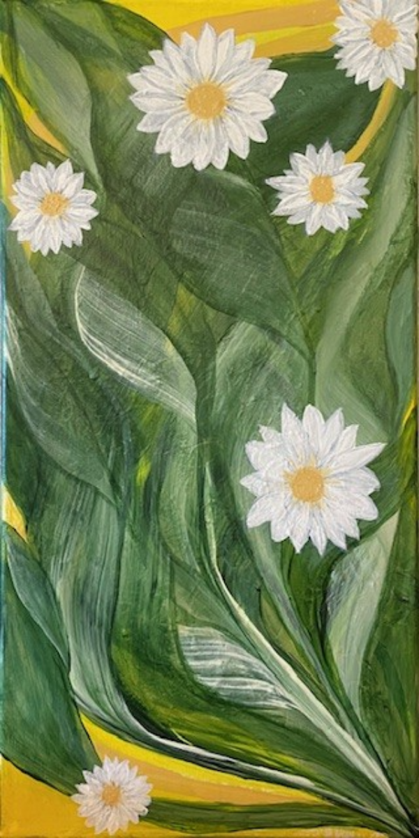 Daisies Over Wide Brush Leaves (Print)