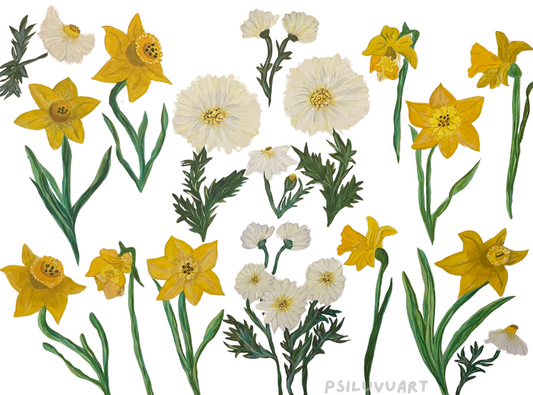 Daisies & Daffodils (Print)