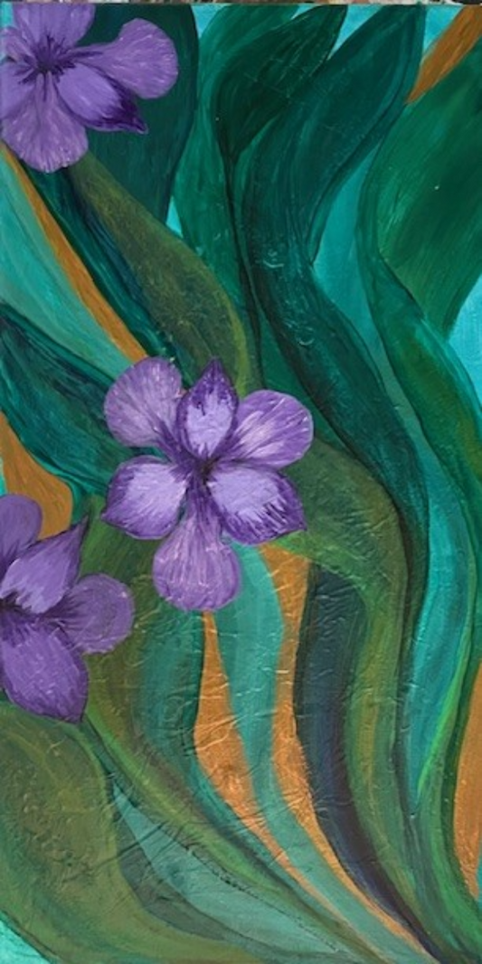 Iris Over Wide Brush Leaves (Print)